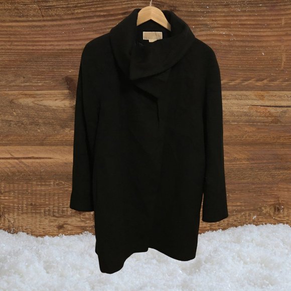 Black Michael Kors Cowell Neck Wool Coat - Picture 1 of 4